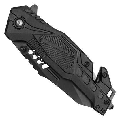 Wartech 8.5" Black Tactical Spring Assisted Pocket Knife - PWT130BK
