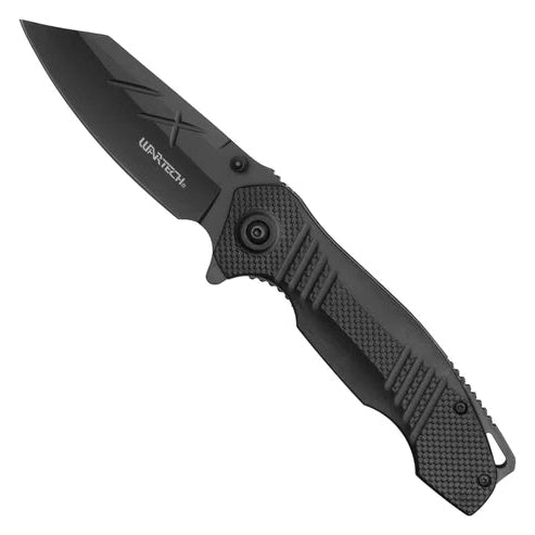 Wartech 8.25" Tactical Black Spring Assisted Pocket Knife - PWT131BK