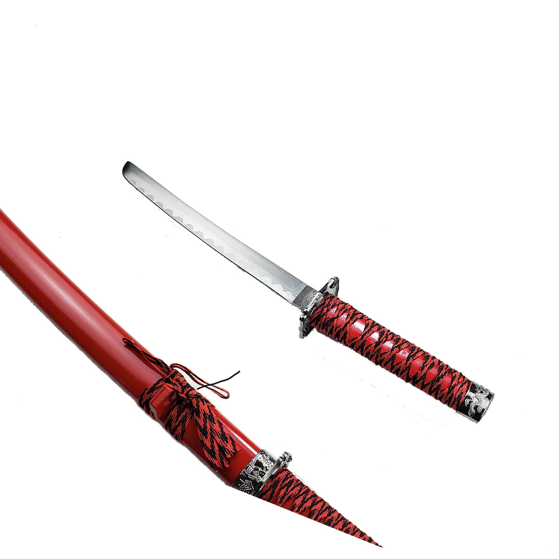 3 pcs Samurai Sword Set with Red plastic scabbard - SA025RD-DG