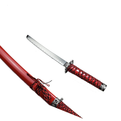 3 pcs Samurai Sword Set with Red plastic scabbard - SA025RD-DG