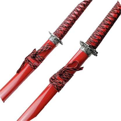 3 pcs Samurai Sword Set with Red plastic scabbard - SA025RD-DG