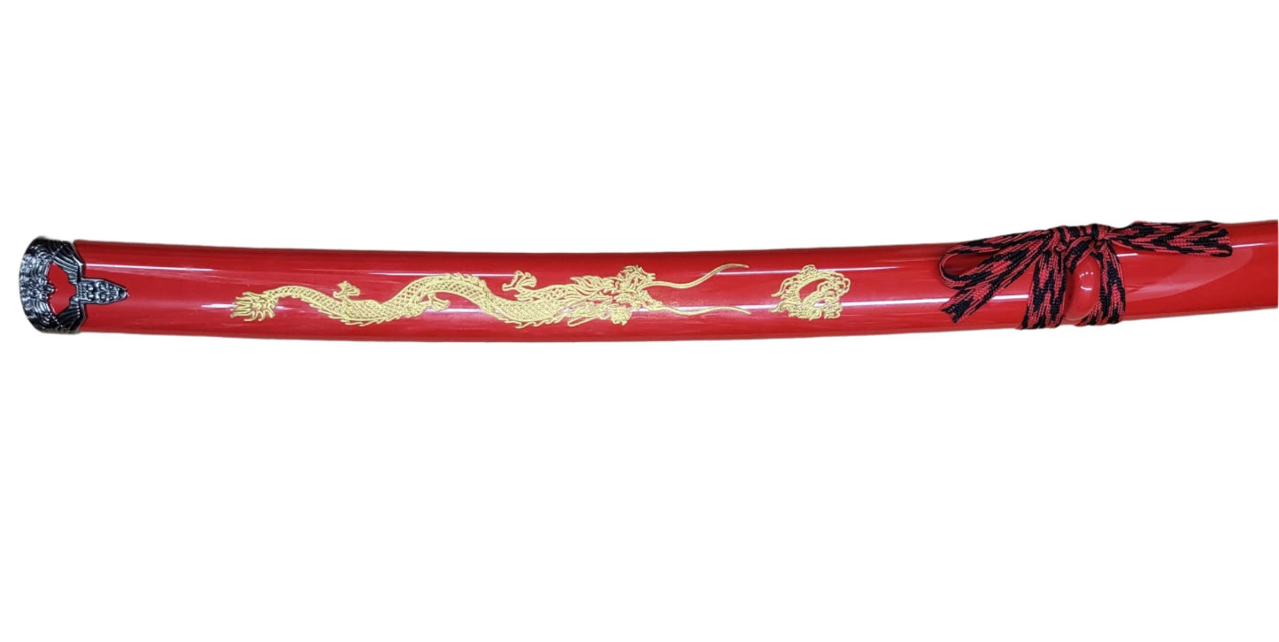 3 pcs Samurai Sword Set with Red plastic scabbard - SA025RD-DG