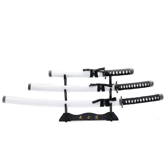 3 pcs Samurai Sword Set with White plastic scabbard - SA124WT