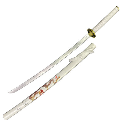 Bishamon 42 1/2" Samurai Sword White Dragon Scabbard w/ Stand - SA329WT