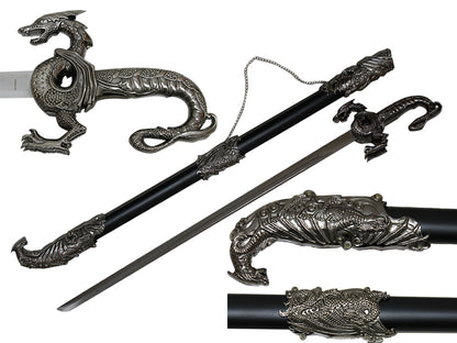 36.75" Silver Dragon Sword w/ Black Scabbard- SC2629