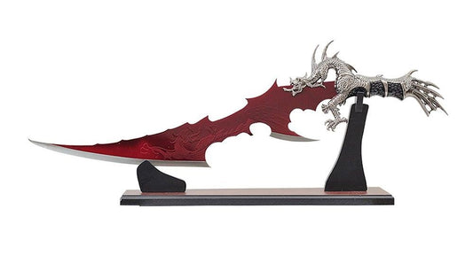 25"  Red Dragon Fantasy Dagger w/display stand - SF0010