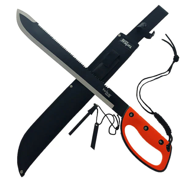 Tactical Master Orange 26" Machete w/Fire Starter & Sharping Stone - SK1858BOR