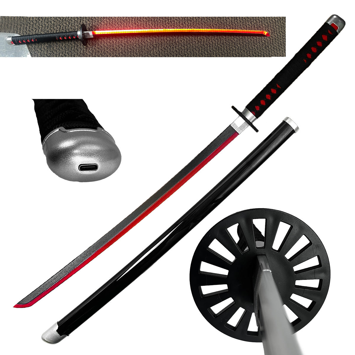 Wooden Bamboo Blade LED light Demon Sword 41"- SLW01RD