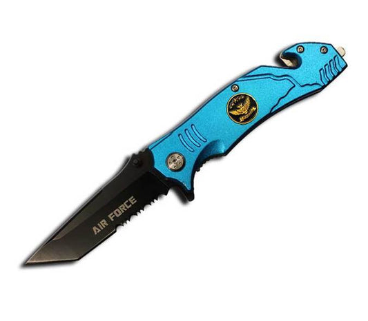8" Spring Assist Air Force Blue Pocket Knife - T1047051AF