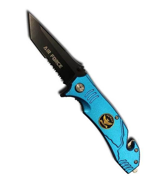 8" Spring Assist Air Force Blue Pocket Knife - T1047051AF