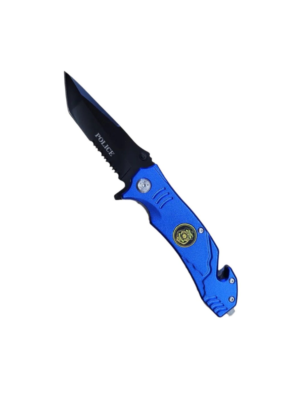 8" Spring Assist Police Blue Serrated Tanto Blade Pocket Knife - T1047051PO