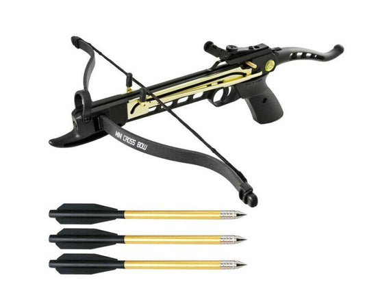 80 lbs Self-Cocking Metal Crossbow with 3 Aluminum Arrows - T113032