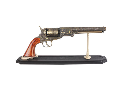 13- 1/2″ Decoration Antique Revolver in Bronze with stand - T12185-1