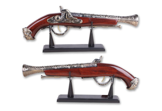 17" Decorative Naval Pirate Gun Flintlock Blunderbuss Replica Pistol w/Stand - T126662