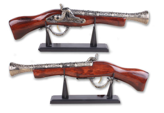 17" Decorative Naval Pirate Gun Flintlock Blunderbuss Replica Pistol w/Stand - T126665