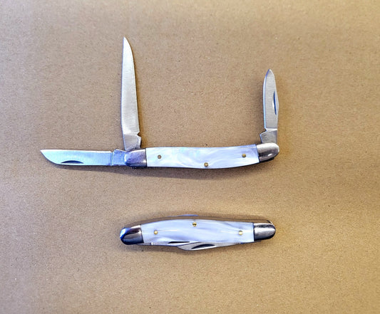 6.25" Folding Knife Brass Boster Acrylic Pearl Handle - T200401