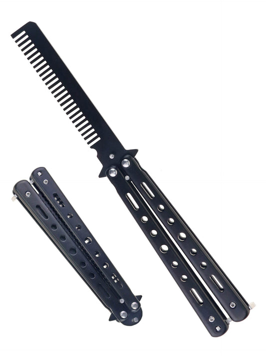 8.5" Black Butterfly Stainless Steel  Trainer Comb- T205501-1BK