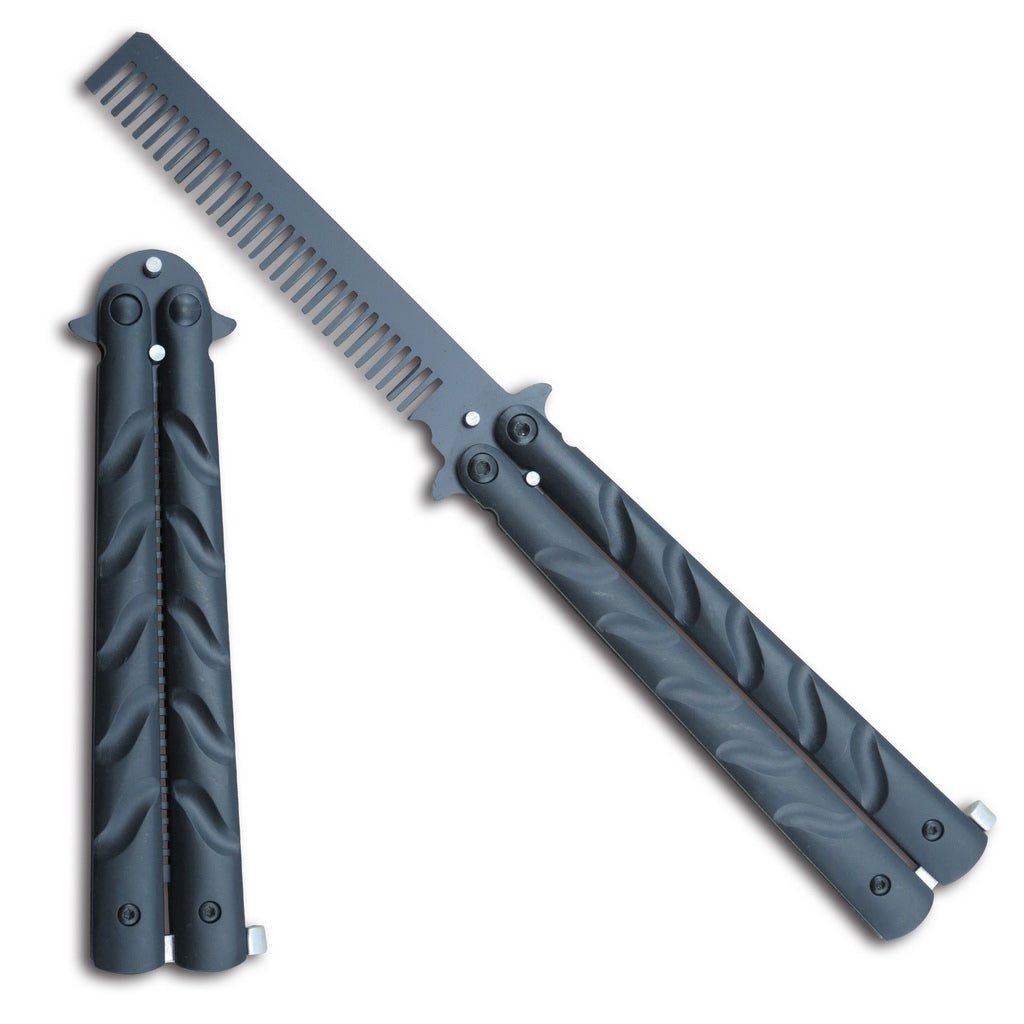 8.75"  Matte Black Butterfly Comb with River Handle - T205605BK-1