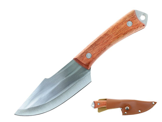 8.25″ Fixed Blade Hunting Knife with Sheath – BR Wood Handle - T22031