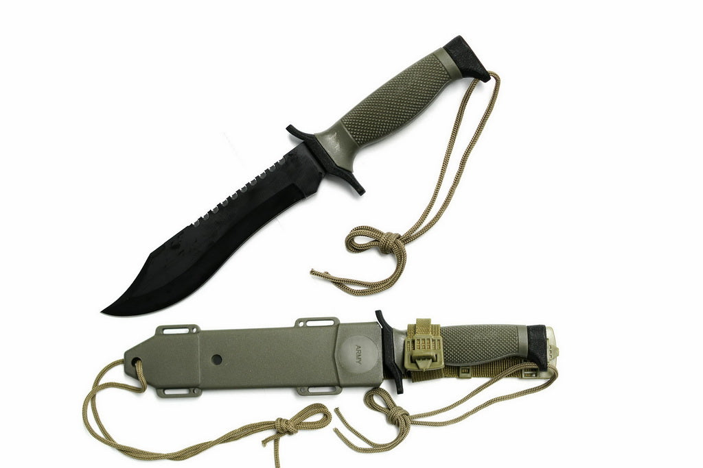 12″ Overall Hunting Knife 5″ Blade. Green ABS handle - T220542