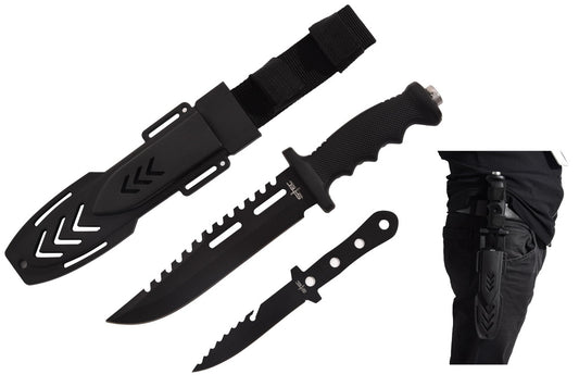 S-TEC 11.5″ Tactical Knife w/ ABS sheath & 8″ Throwing knife - T22189BKPD