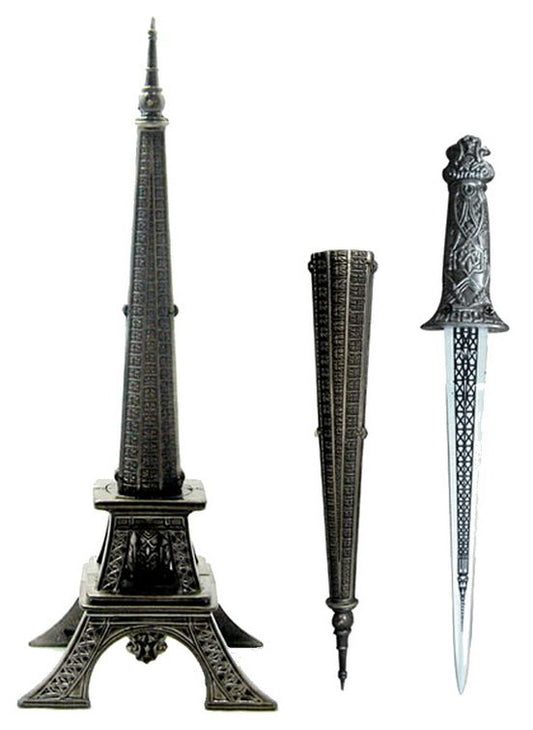 10″ Eiffel Tower Hidden Dagger Metal Construction Letter Opener - T22401S