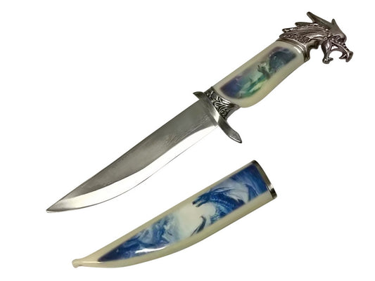 13 3/4" Dragon Dagger with Blue Dragon Printed Scabbard - T224840GD