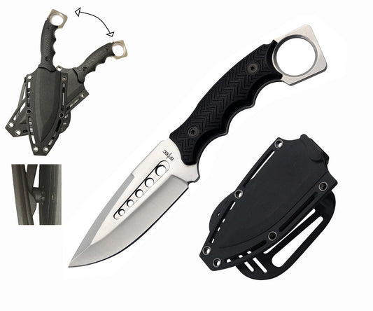 9″ Fixed Blade Full Tang Knife w/ ABS Swivel Sheath - T25143