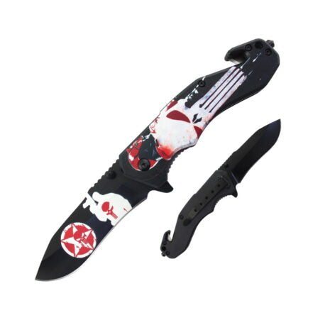 8″ UV Printed ABS Spring Assisted Folding Knife - T27017-1