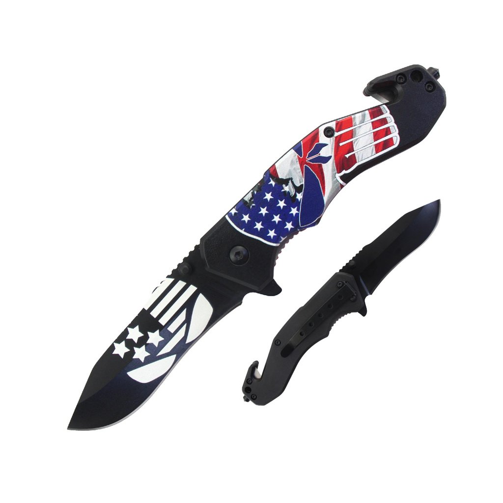 8″ UV Printed ABS Spring Assisted Folding Knife - T27017-3