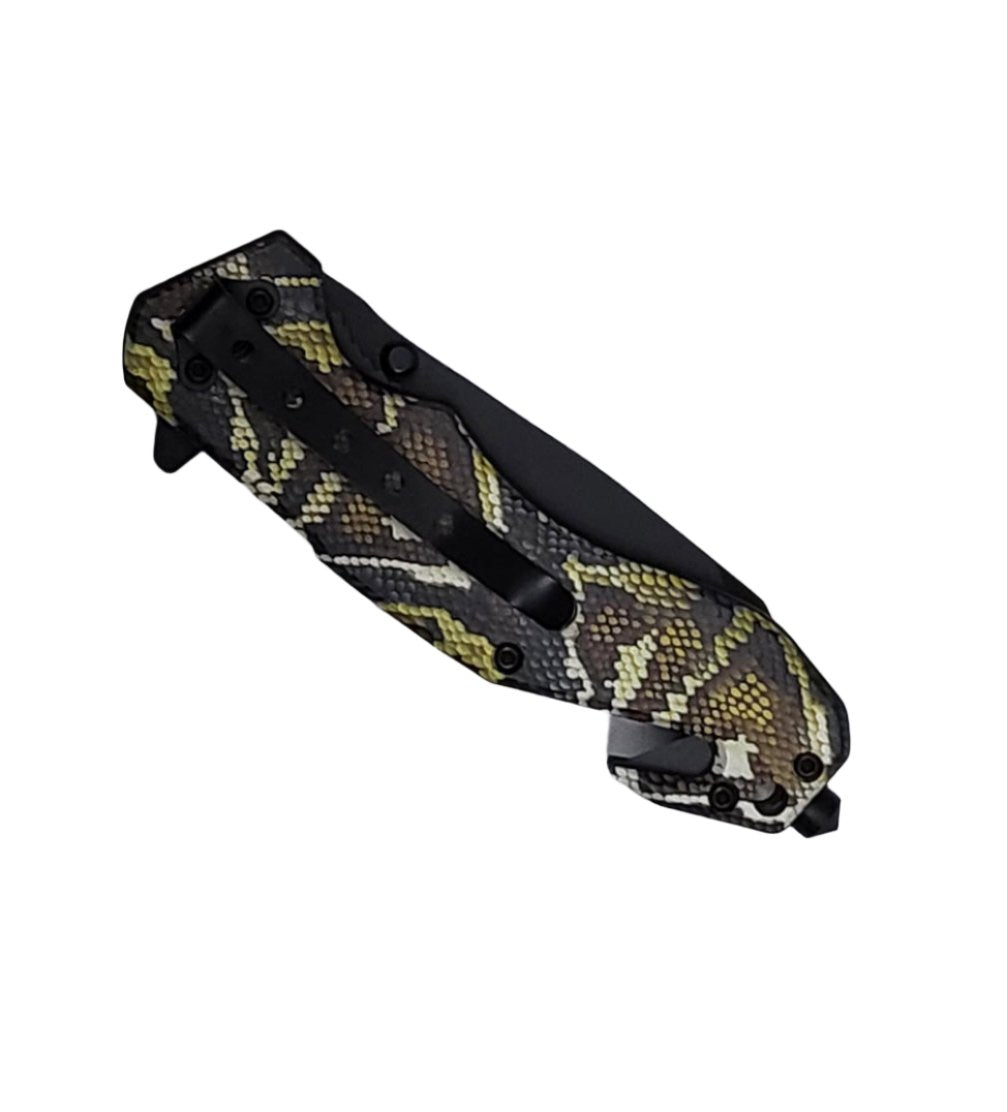 8" UV Phantom Skin Printed ABS Spring Assisted Folding Knife -T27019-12