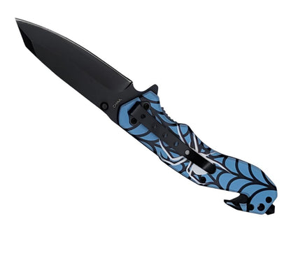 8″ UV Spider Printed ABS Spring Assisted Folding Knife -T27019-13