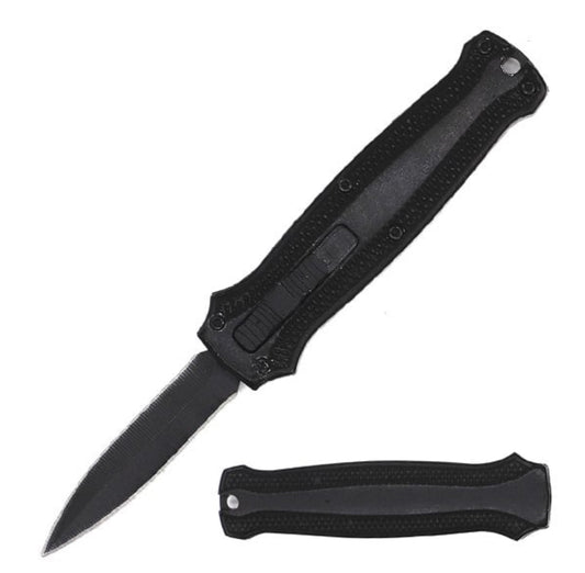 5.25" anodized aluminum handle mini OTF w/ packet clip black - T27062BKC