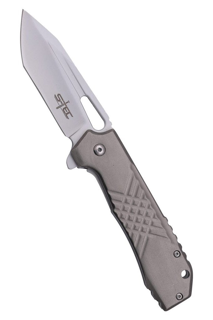 S-TEC 7.75″ Aluminum Handle Folding Knife – Gray - T271284