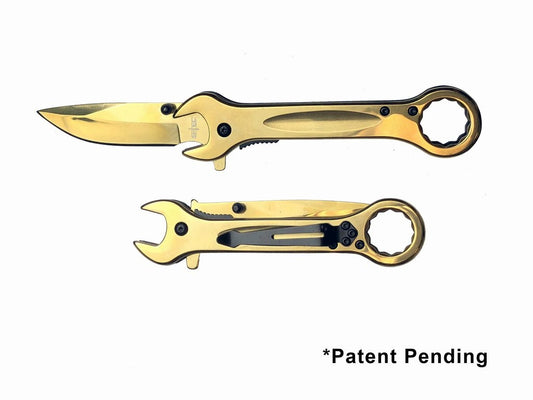 7.5″ Wrench Spring Assist Knife Gold Titanium Coating - T271287GD