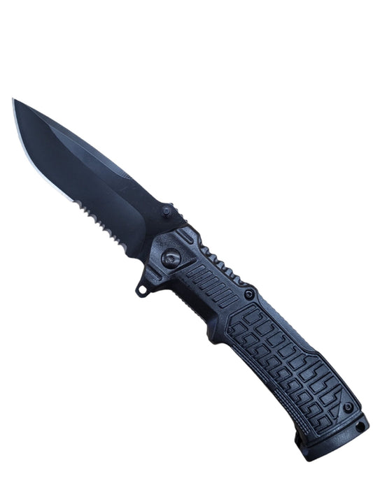 8 1/2″ Spring Assisted Knife Drop Point Half Serrated Knife  - T271659