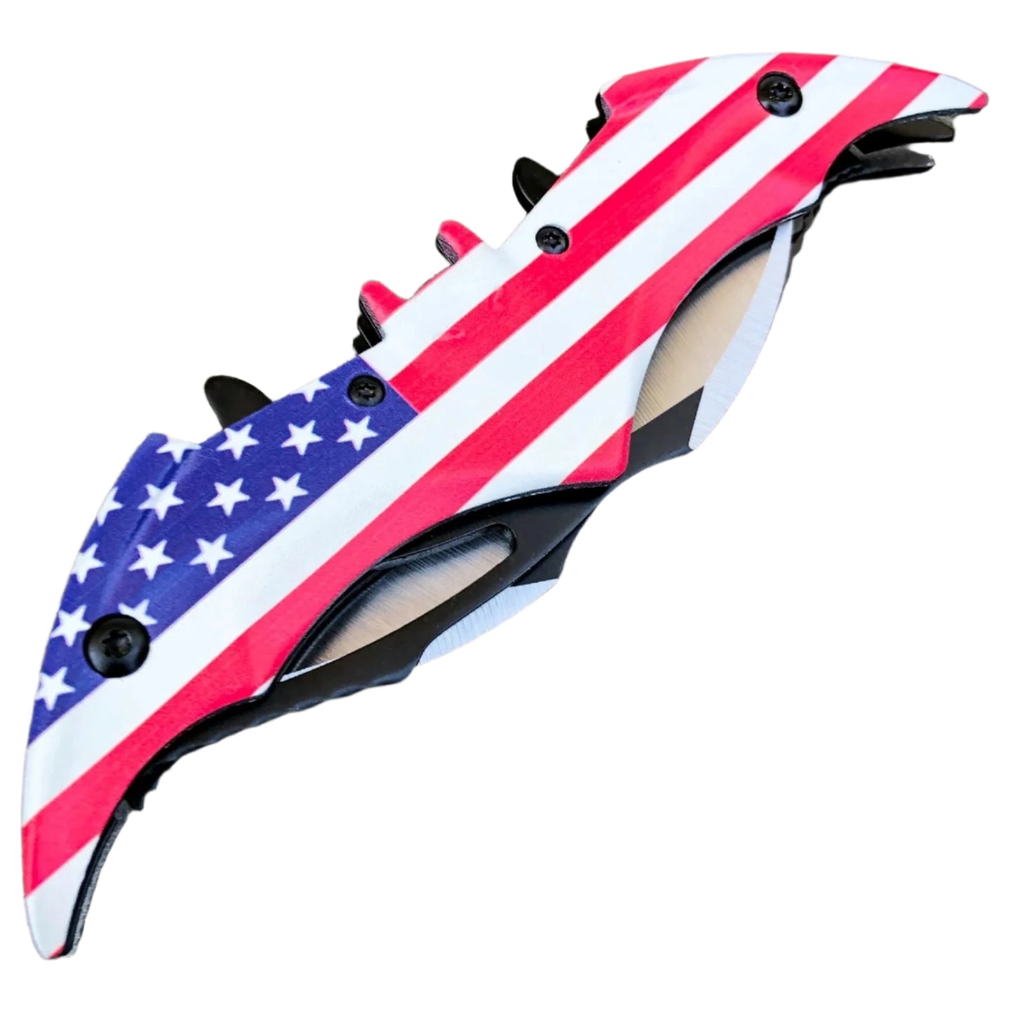 5.5" Dual American flag Blade Spring Assist Knife - T27306AM
