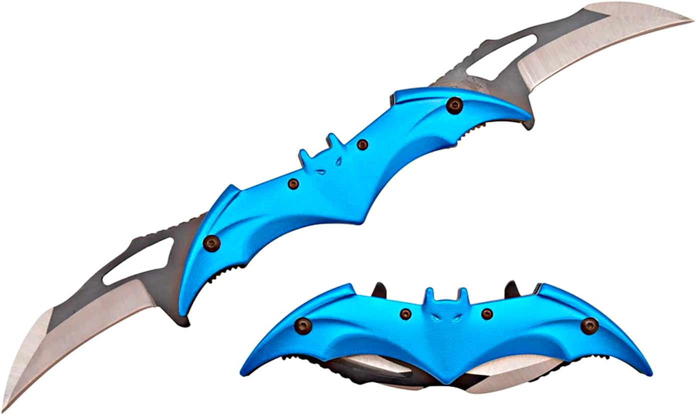 5.5" Dual Blue/ Black Blade Spring Assist Knife - T27306BL/BK