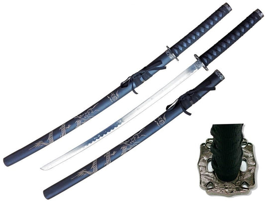 40″ Black Katana Samurai Sword Dragon Engraving on Scabbard - T60081BK-1