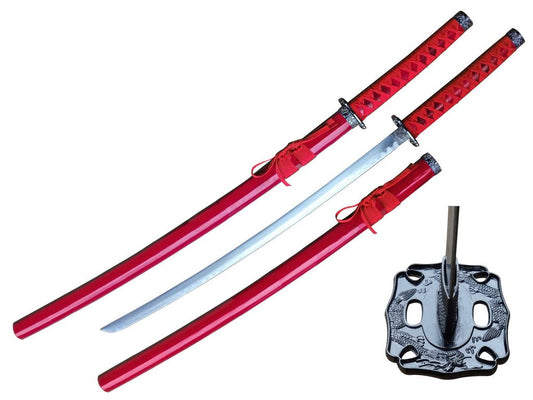 39″ Red Katana Samurai Sword w/ Plastic Scabbard - T60082RD-1