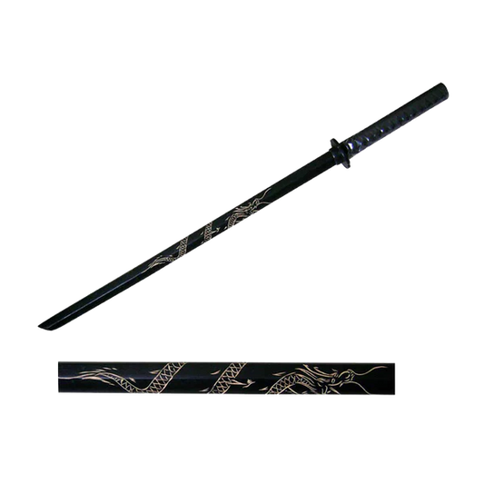 40" Black Wooden Samurai Sword (dragon) - W016DG