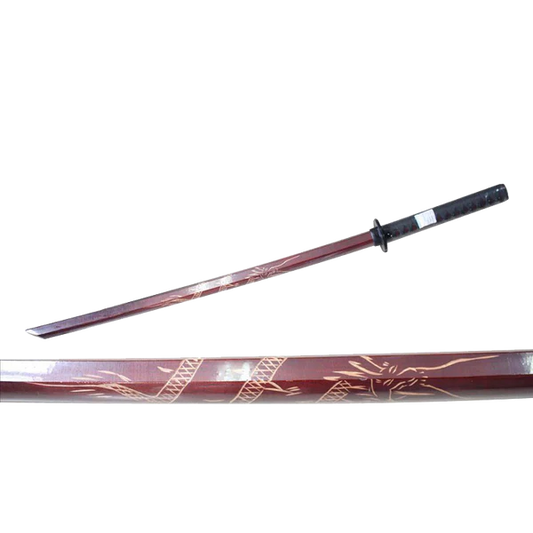 40" Red Wooden Samurai Sword (dragon) - W016RD-DG