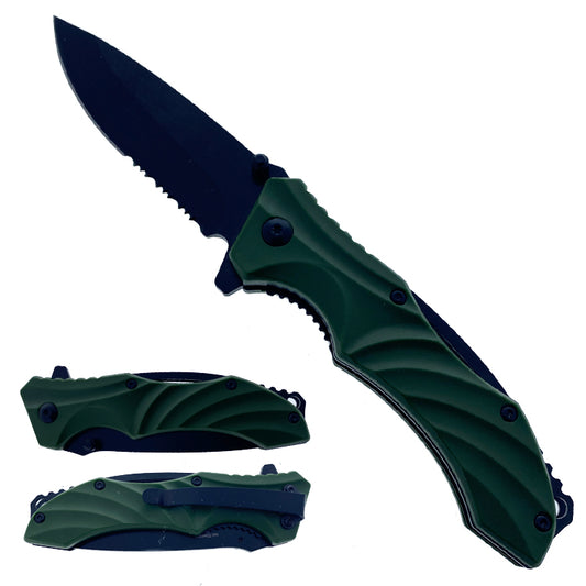 Falcon 8" Overall Spring Assisted Knife Green - KS0647GN