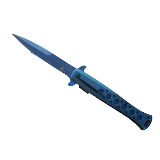 Falcon 9" Overall Metal Spring Assisted Knife With Blue Coating - KS1109BL