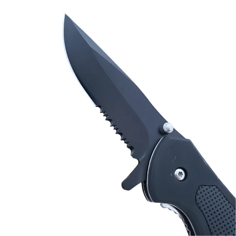 Falcon 8" Black Rubber Handle Spring Assisted Knife - KS1394BKB