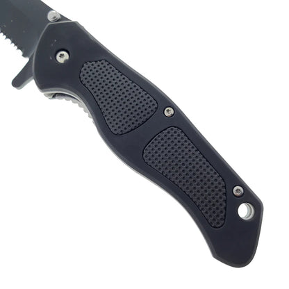 Falcon 8" Black Rubber Handle Spring Assisted Knife - KS1394BKB