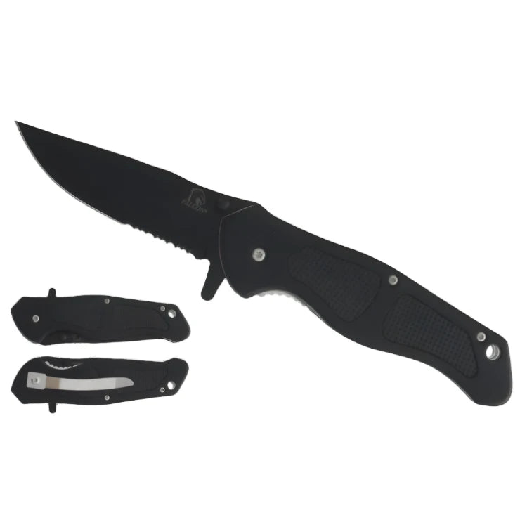 Falcon 8" Black Rubber Handle Spring Assisted Knife - KS1394BKB