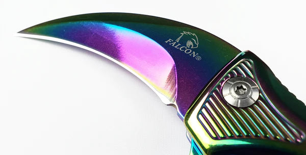 Falcon 9" Rainbow Blade Spring Assisted Knife - KS3329RB