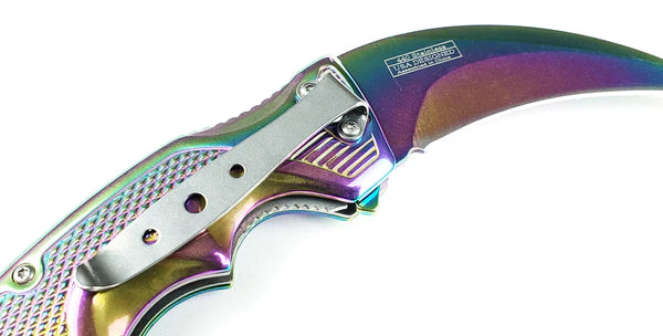 Falcon 9" Rainbow Blade Spring Assisted Knife - KS3329RB