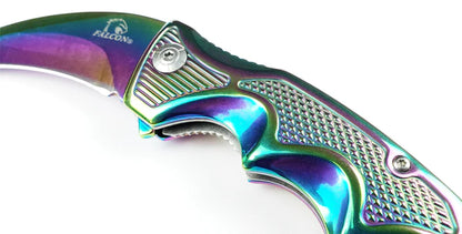 Falcon 9" Rainbow Blade Spring Assisted Knife - KS3329RB